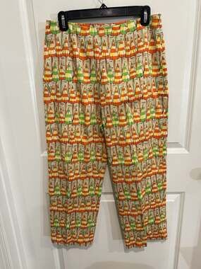 Eric casual bright Beach Umbrella Pattern capri Pants W/stretch size 10